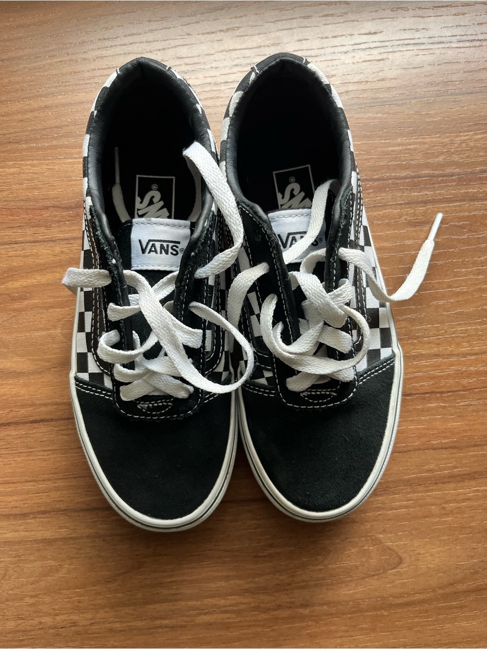 Vans Classic Checkerboard Black and White Tie Shoes Youth Size 1